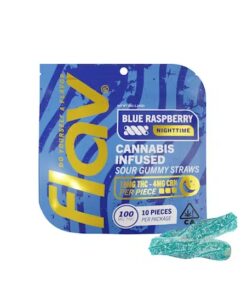 Flav Edibles - Blue Raspberry - Nighttime Gummy Straws - 100mg